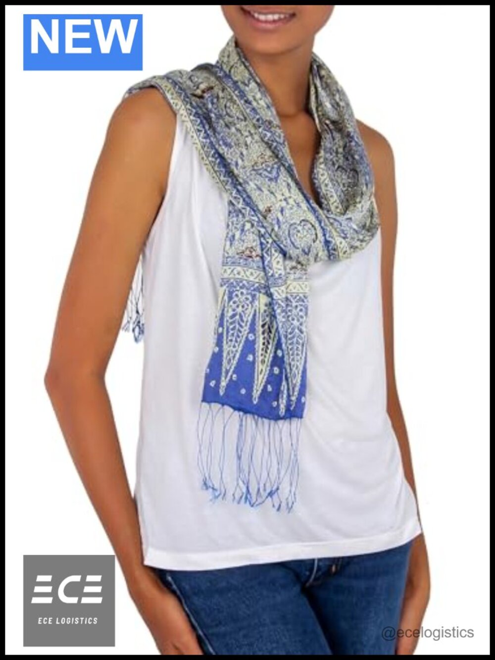 NOVICA Silk Batik Scarf Wrap Artisan Handcrafted 57x15